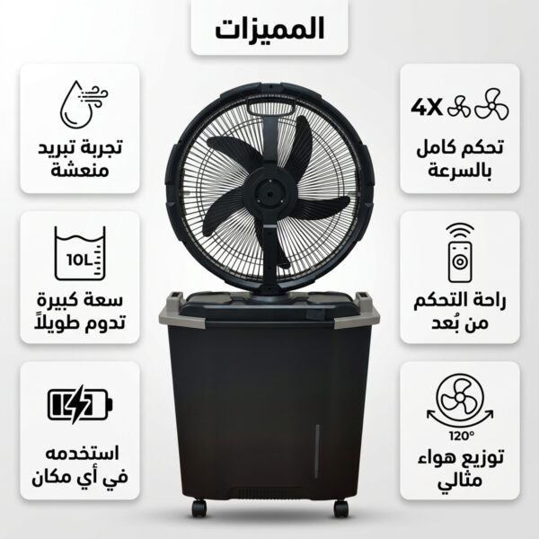 مروحة رذاذ من دينكس  تعمل بالشحن بديلة المكيف الصحراوي سهلة التنقل ومناسبة للسفر  بضمان عامين