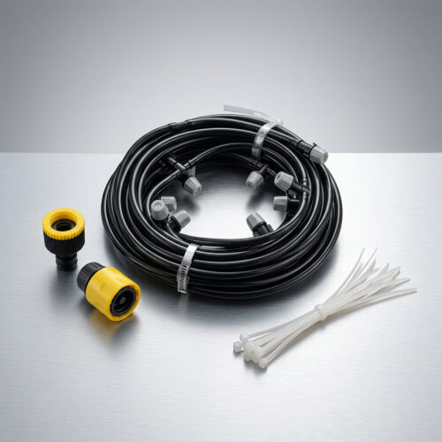1f46428f-9605-44db-9697-527a2ce31b7a.jpg نظام رذاذ مبرد ومرطب للحدائق (10 متر - 10 فتحات) | يخفض الحرارة 10 درجات مئوية ومصمم لتركيب سهل